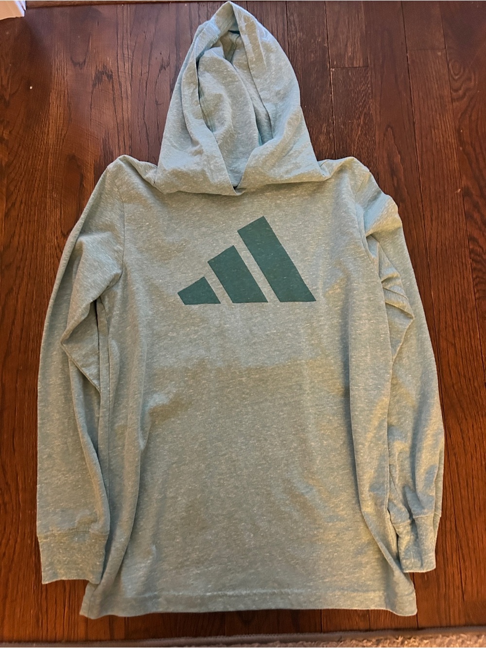 Adidas Boys Light Green Hooded Long Sleeve Shirt